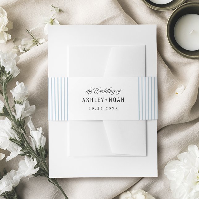 Bandeau De Faire-part Dusty Blue Striped Elegance Classy Wedding (Dusty Blue Striped Elegance Classy Wedding Invitation Belly Band)