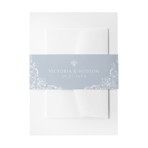 Bandeau De Faire-part Dusty Blue Vintage Floral Élégant Mariage