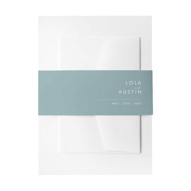 Bandeau De Faire-part Dusty Boho | Blue Invitation Belly Band (Devant example)