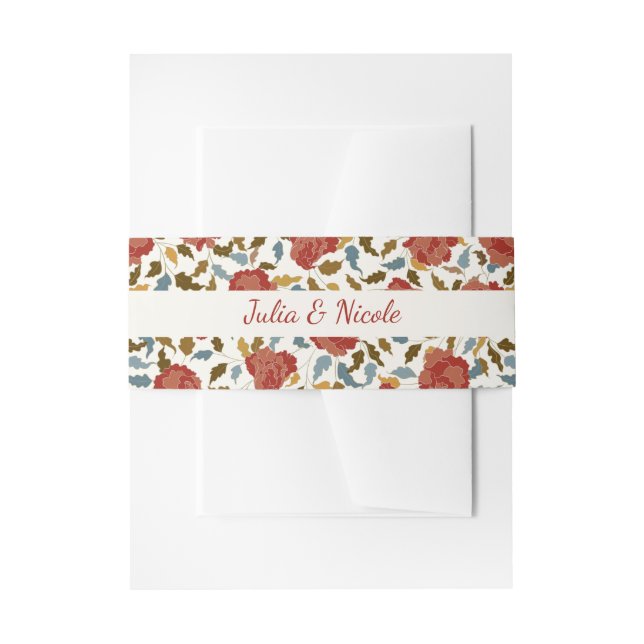 Bandeau De Faire-part Dusty Elegant Golden Red Rose Mariage (Devant example)