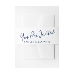 Bandeau De Faire-part Écriture Vous Êtes Invité Marine & Blanc