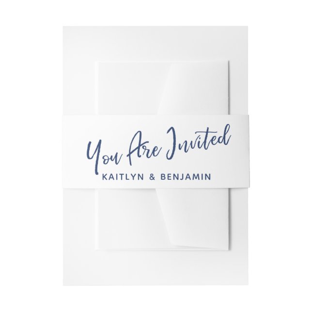 Bandeau De Faire-part Écriture Vous Êtes Invité Marine & Blanc (Devant example)