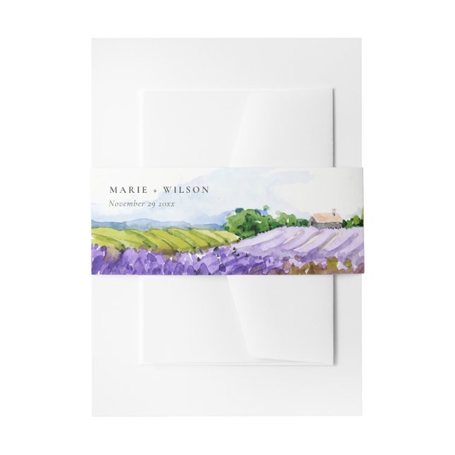 Bandeau De Faire-part Elégant aquarelle Lavender Fields site Mariage (Devant example)