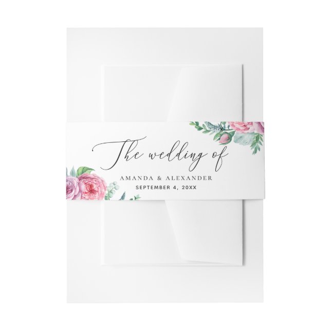 Bandeau De Faire-part Élégant aquarelle rose boho mariage (Devant example)