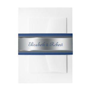 Bandeau De Faire-part Elégant, Argent et Bleu de marine, Personnalisé