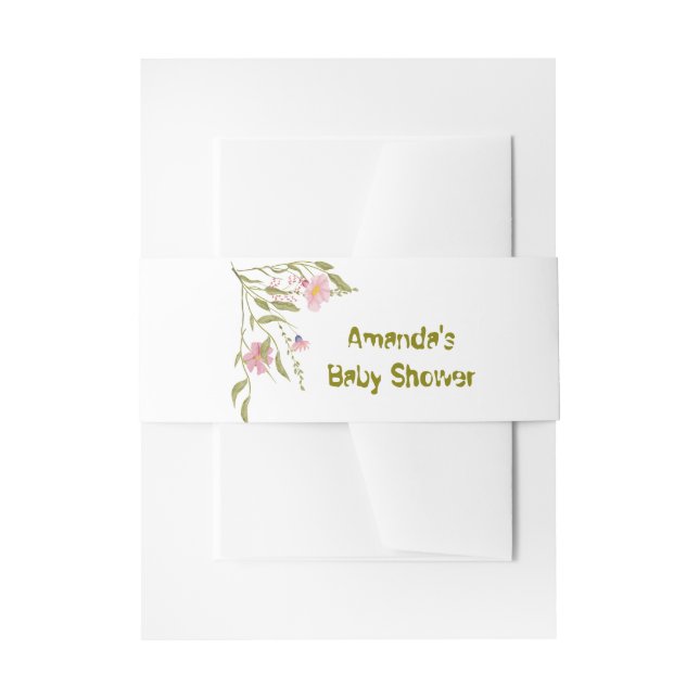 Bandeau De Faire-part Élégant Baby shower Fleurs Sauvages (Devant example)