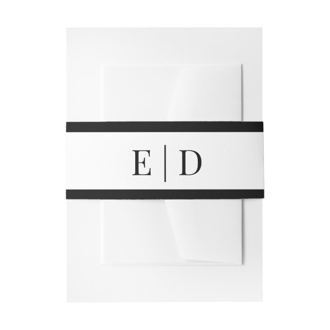 Bandeau De Faire-part Elegant Black and White Monogram Wedding  (Devant example)