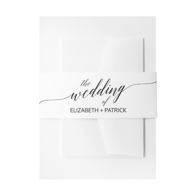 Bandeau De Faire-part Élégant Black Calligraphy Mariage Belly Band (Devant example)