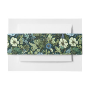 Bandeau De Faire-part Élégant bleu et vert Fleur sauvage victorien Motif