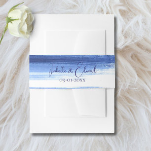Bandeau De Faire-part Elégant bleu marine Aquarelle Peinture Strokes Mar