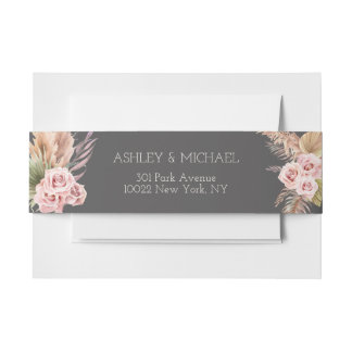 Bandeau De Faire-part Elégant Boho Rustique Floral Botaniqe Mariage Invi
