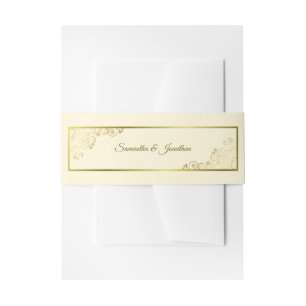 Bandeau De Faire-part Elégant boucles d'or et Mariage de crème d'ivoire