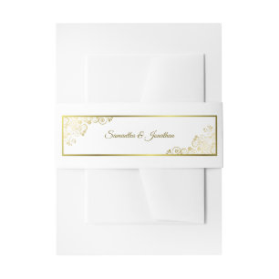 Bandeau De Faire-part Elégant Boucles d'or & Mariage blanc