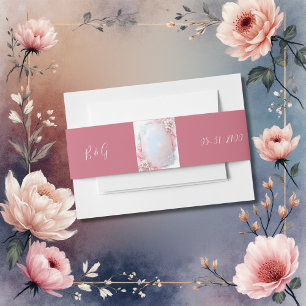 Bandeau De Faire-part Elégant cadre rose floral douce Pastel mariage lum