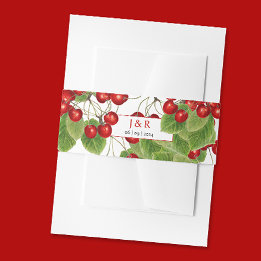 Bandeau De Faire-part Élégant Cherry Mariage Initiales Monogramme Et Dat