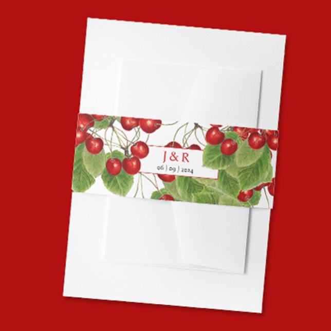 Bandeau De Faire-part Élégant Cherry Mariage Initiales Monogramme Et Dat (Créateur téléchargé)