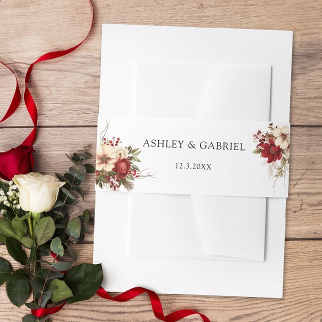 Bandeau De Faire-part Elegant Christmas Winter Floral (Créateur téléchargé)