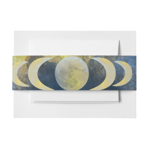 Bandeau De Faire-part Élégant Crescent Moon Mariage céleste : Bleu & Or