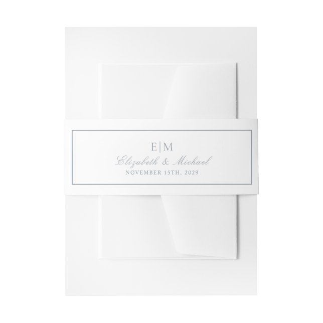 Bandeau De Faire-part Élégant Dusty Blue Classic Script Monogram Mariage (Devant example)