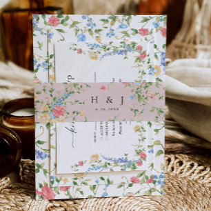 Bandeau De Faire-part Élégant Fleur sauvage Monogram Blush Pink Mariage