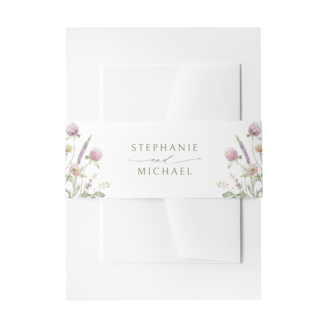 Bandeau De Faire-part Élégant Fleur sauvage Pastel Soft Mariage botaniqu (Devant example)