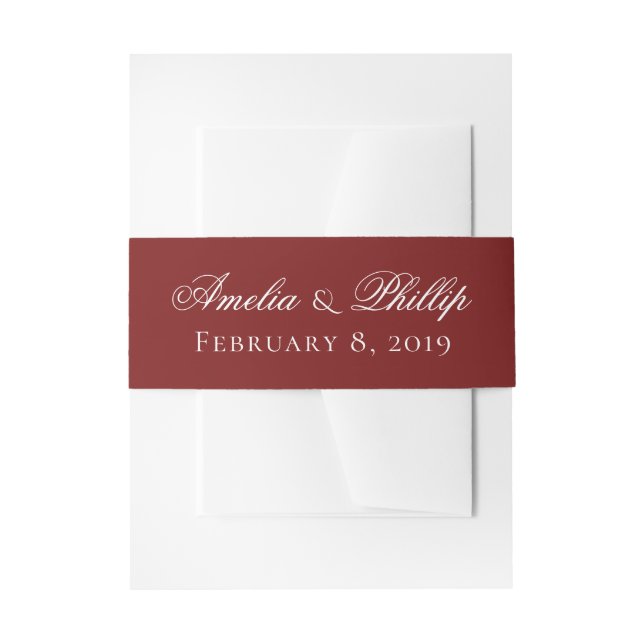 Bandeau De Faire-part Elégant Garnet Rouge et Blanc Mariage Inviter Band (Devant example)