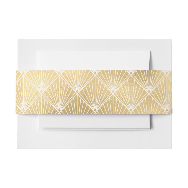 Bandeau De Faire-part Elégant Gatsby Art Déco Mariage blanc & or (Devant Example)