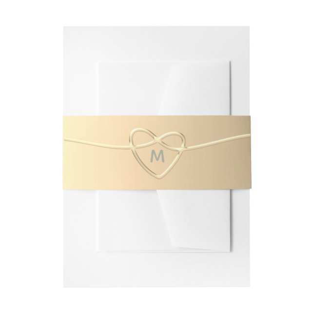 Bandeau De Faire-part Élégant Gold Foil Coeur Mariage Belly Band (Devant example)