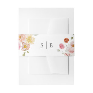 Bandeau De Faire-part Élégant Jardin Floral Coloré Monogramme Mariage