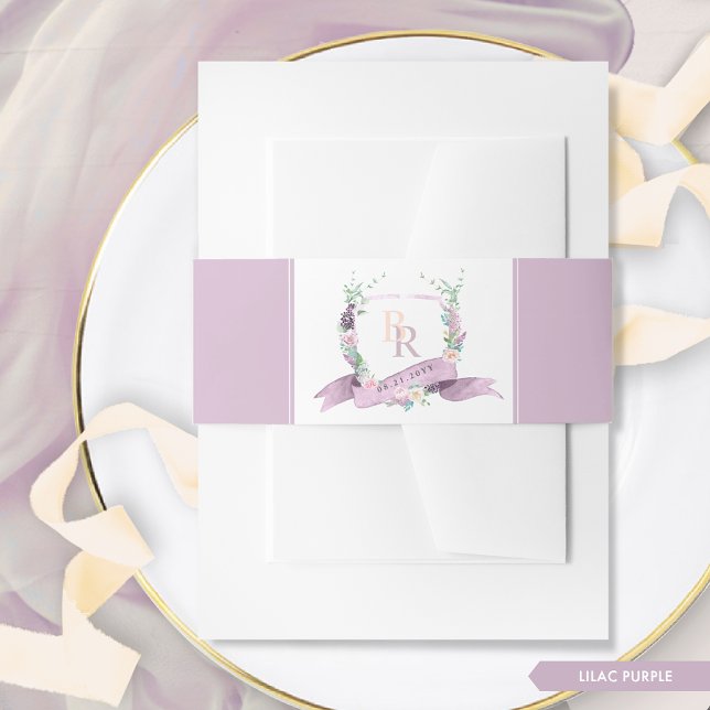 Bandeau De Faire-part Élégant Lilac Purple Pastel Monogramme Mariage (Créateur téléchargé)