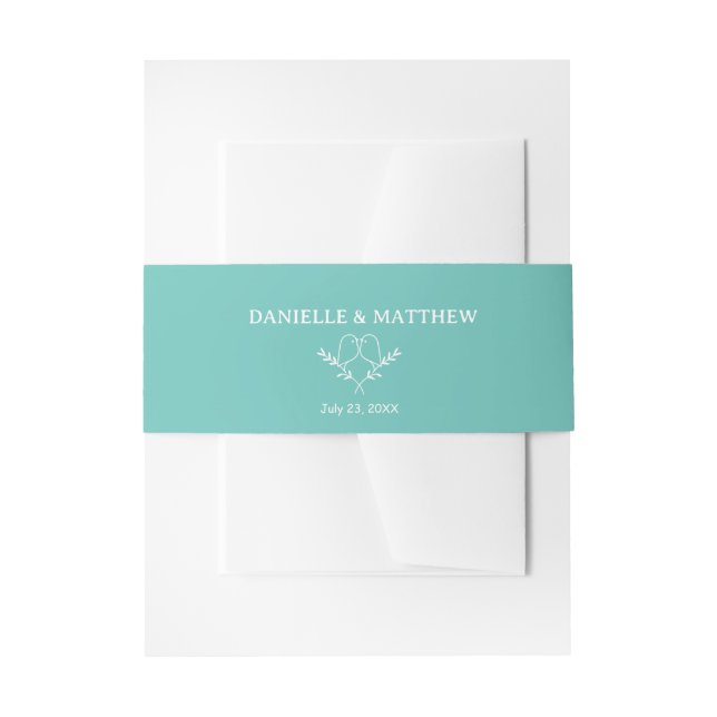 Bandeau De Faire-part Élégant Lovebirds Invitation Bande de ventre (Devant example)