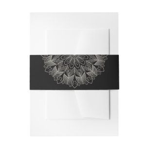 Bandeau De Faire-part Élégant Mandala Indien Boho Chic Mariage Noir