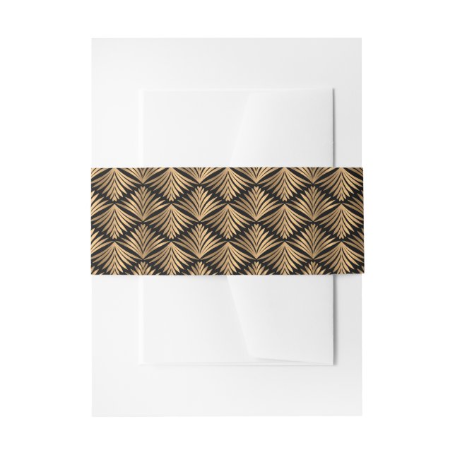 Bandeau De Faire-part Élégant Mariage Art déco noir et or (Devant example)