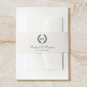 Bandeau De Faire-part Élégant Mariage bleu marine Monogram