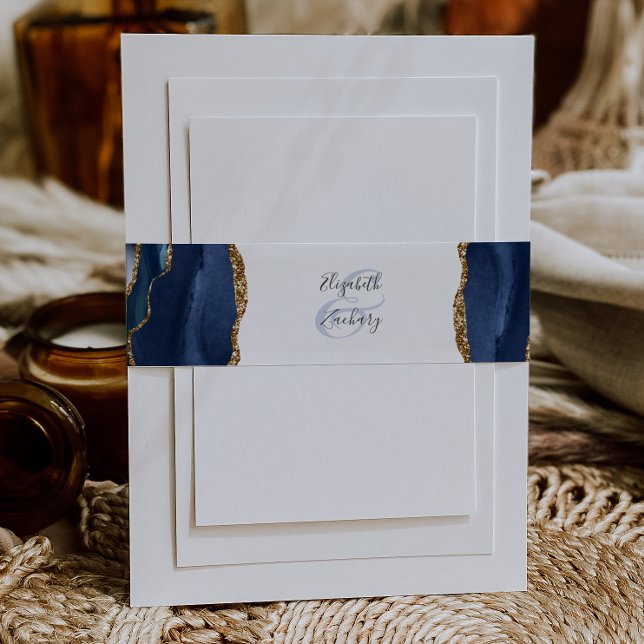 Bandeau De Faire-part Élégant Mariage d'âge or bleu marine (Créateur téléchargé)