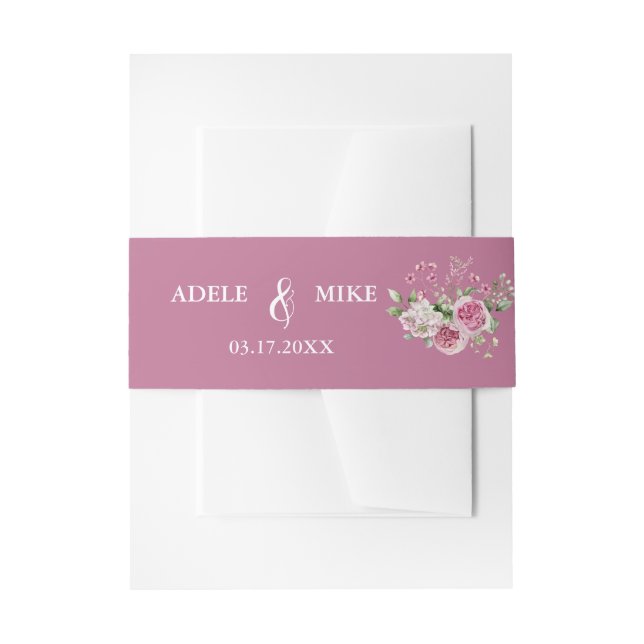 Bandeau De Faire-part Elégant Mariage de bouquet rose aquarelle (Devant example)