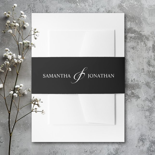 Bandeau De Faire-part Élégant Mariage de calligraphie noir et blanc (Créateur téléchargé)
