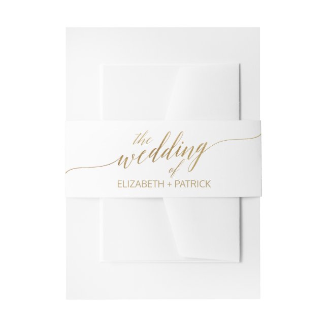 Bandeau De Faire-part Élégant Mariage de calligraphie or Bande de ventre (Devant example)