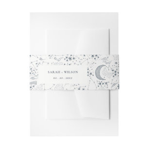Bandeau De Faire-part Élégant Mariage de la Lune de nuit étoilée de la M