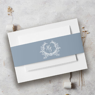 Bandeau De Faire-part Élégant Mariage de Monogram Blue Dusty