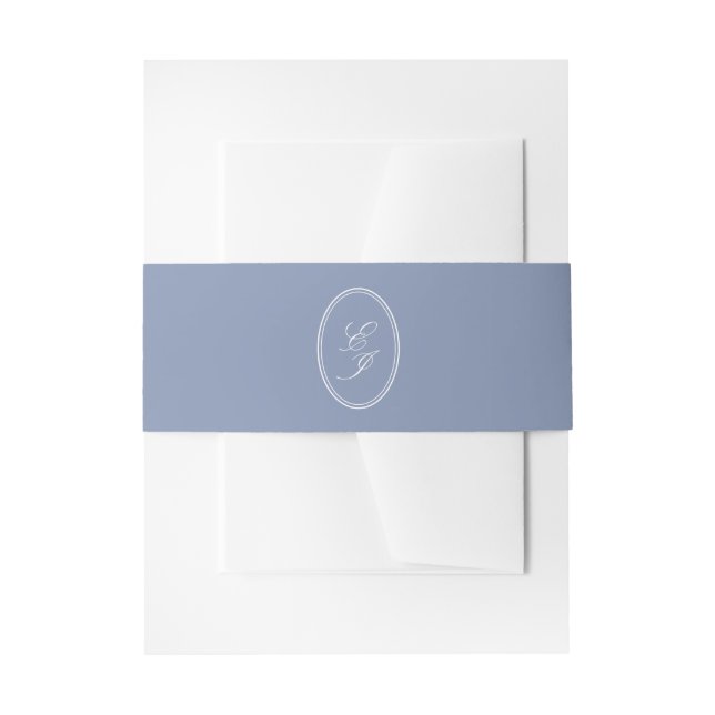 Bandeau De Faire-part Élégant Mariage de Monogramme bleu Dusty (Devant example)
