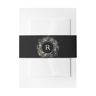 Bandeau De Faire-part Élégant Mariage de monogramme noir