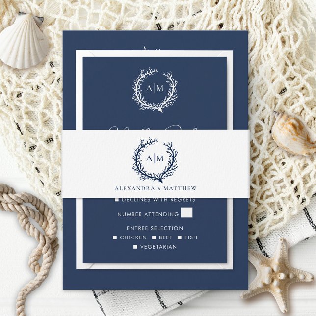 Bandeau De Faire-part Élégant Mariage de récif corallien (Créateur téléchargé)