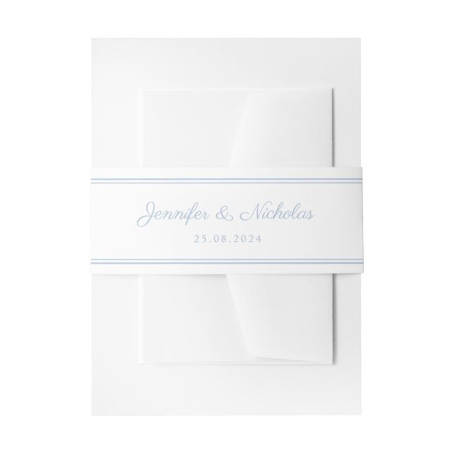 Bandeau De Faire-part Élégant Mariage de script bleu en poudre (Devant example)