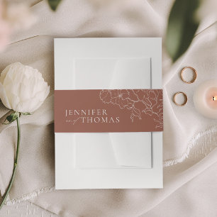 Bandeau De Faire-part Élégant mariage de terre cuite florale dessiné à l