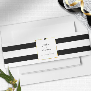Bandeau De Faire-part Élégant Mariage de trame en or noir blanc