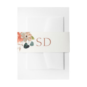 Bandeau De Faire-part Élégant Mariage d'initiaux en deux aquarelles flor