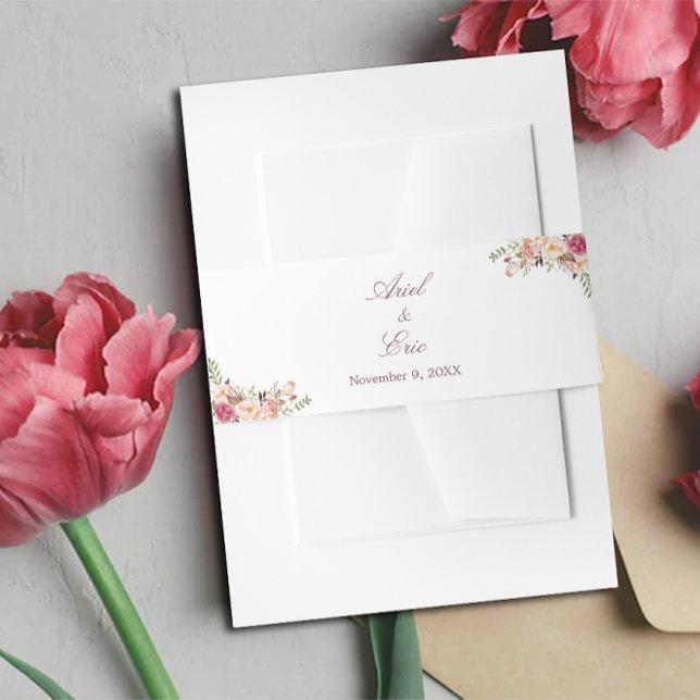 Bandeau De Faire-part Élégant Mariage floral rose pâle (Créateur téléchargé)