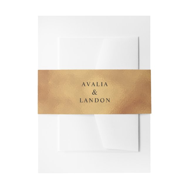 Bandeau De Faire-part Élégant Mariage Gold Faux Foil | Noms (Devant example)