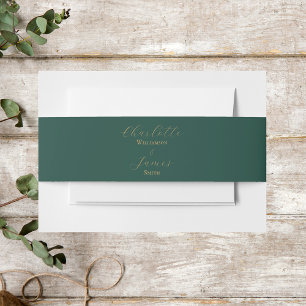 Bandeau De Faire-part Élégant Mariage Gold Script Green